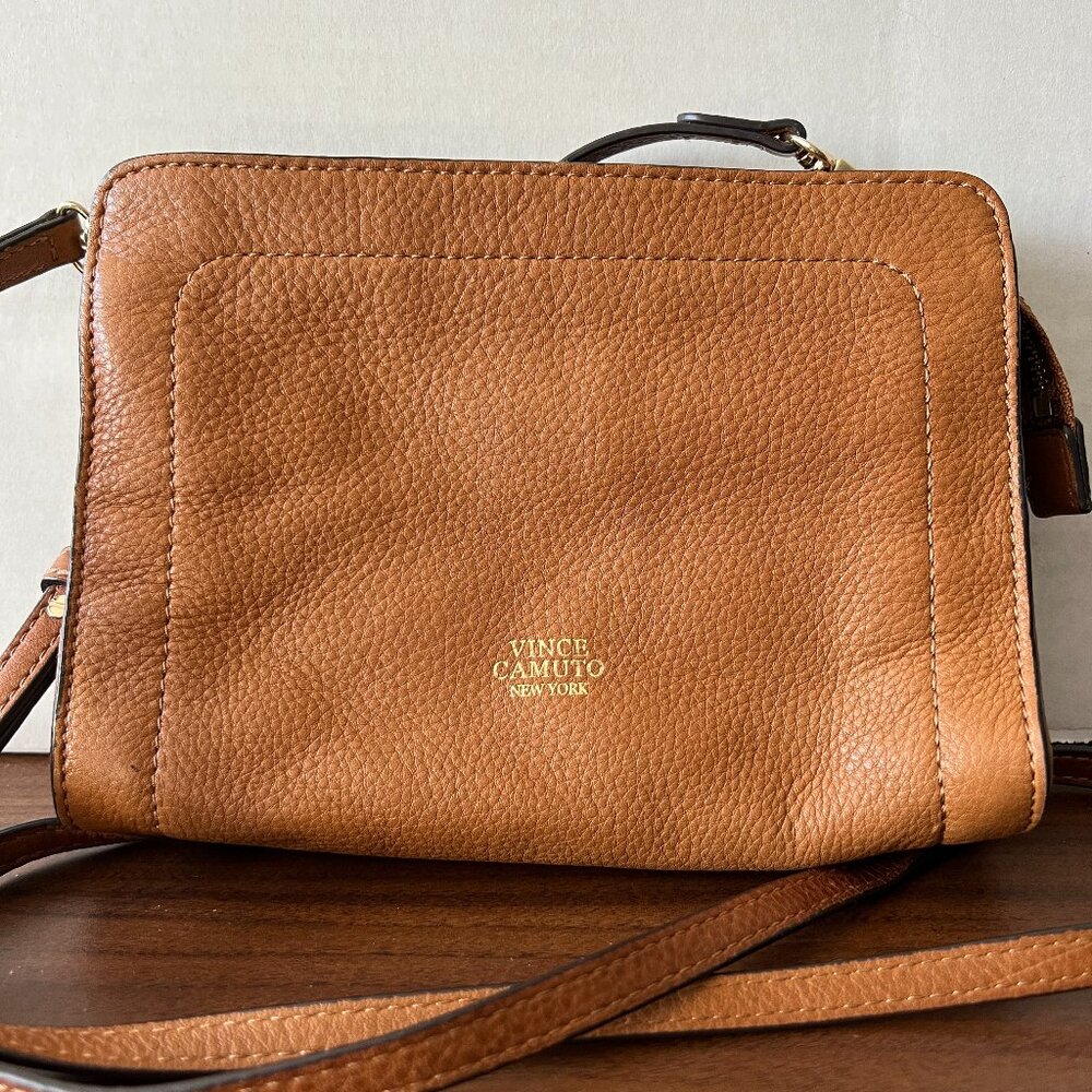 Vince Camuto Zalia Leather Crossbody Bag Dark Rum